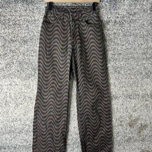 Ragged Jeans Denim Pants Womens 26 Brown Black Wavy Stripe Print Straight Leg